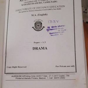 M.A. ENGLISH (DRAMA)