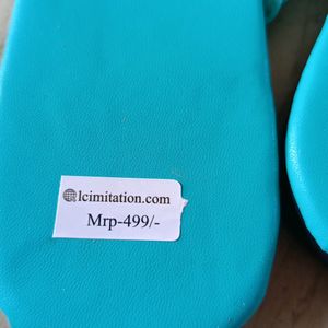 Sea Green Colour Sandals For Women And Girls