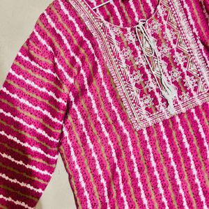 Pink Thread Work Kurti