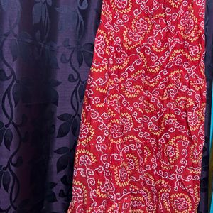 Red Authentic Rajasthani Badhni Printed Long Skirt