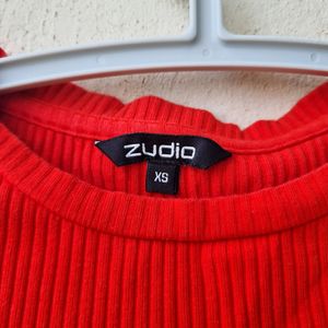 Zudio Red Ribbed Top