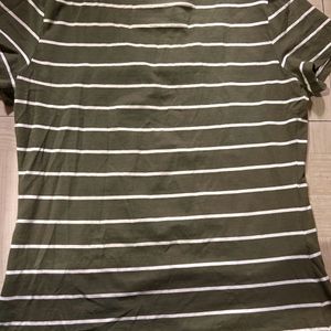 Olive Green Tshirt With White Stripes