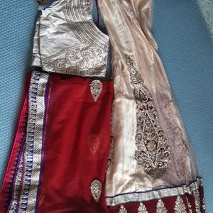 Cream Color Heavy Lehanga With Maroon Dupatta