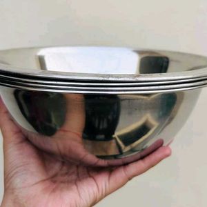 Set Of 4 New Steel Katora/Donga (Big Bowl) Dinner