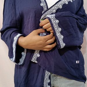 designer royal blue with white embroidery shrug