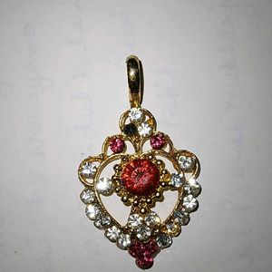 2 Pendates ,   Red Color Stone