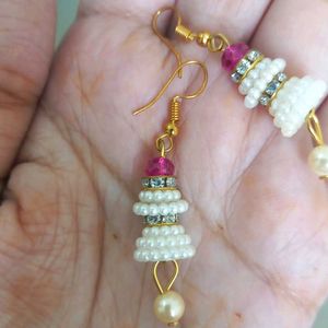 White Pearl Jhumki Earring