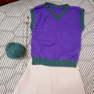 knitted purple vest