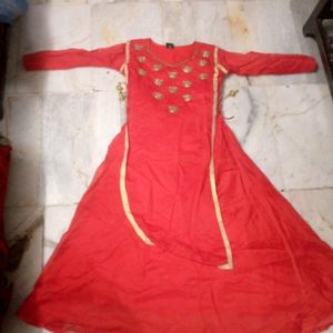 A Line Red Anarkli Kurta