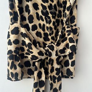 Leopard Print Tie Up Top