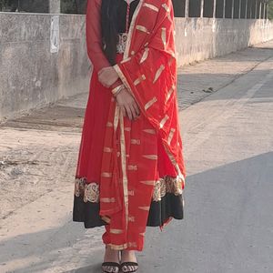 This Is Like Anarkali Red And Black Combination