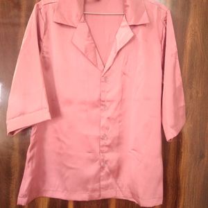 Pink Satin Shirt