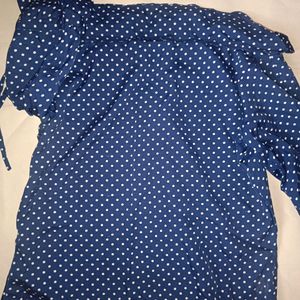 Polka Dot Half Shoulder Top