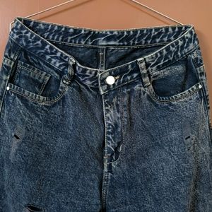 Stylish Charcoal Roughed High Waist Jeans