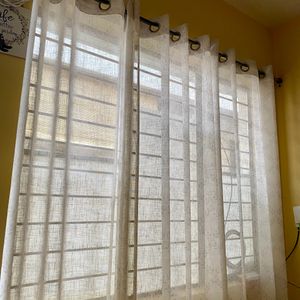 Buy 2 Get 1 Free( Leaf Printed Sheer Curtain)