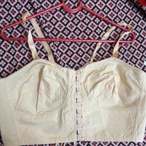 Pinkish Beige Corset Top With Lace