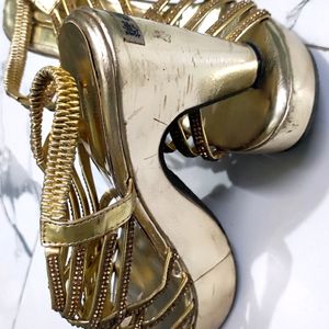 Wedget High Heel Golden Footwear