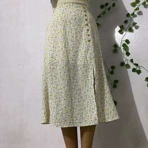 Floral Print A Line Skirt