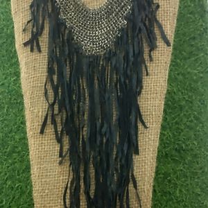 Stunning Individual necklace with leather tassels