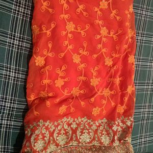 Orange Colour Saree With Blouse