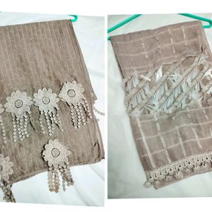 2 Fancy Stoles /Scarf Hijab (Mauve Taupe, Puce)