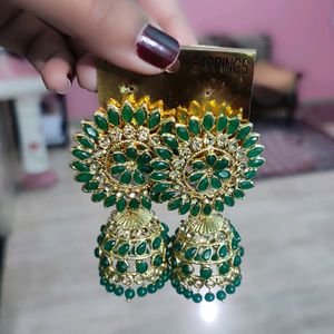 Green Jhumka Light Weight Partywear