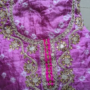 Bandhni Suit Material with Gota Patti