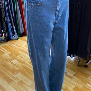 Baggy Denim Jeans White And Blue Colour