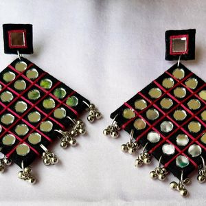 Fabric Handmade Mirror Earrings