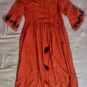 Sassafras Women Orange Solid A-Line Dress