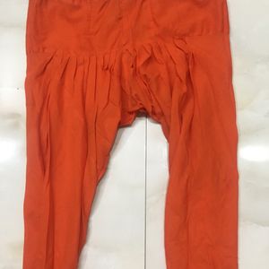 Orange Stitched Churidar Pyjami