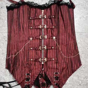 Gothic Red Stripped Pirate Corset