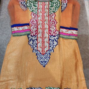 Orange Suit Chanderi Silk