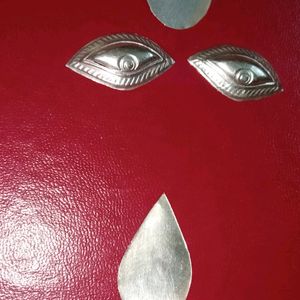 Silver Eyes And Bindi Set Of 2 For Devi Maa