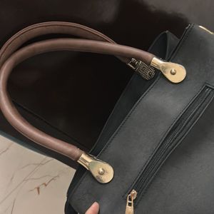 New Synthetic Leather Charcol Bag