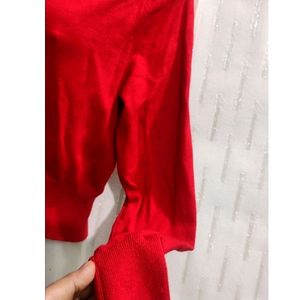 Red Crop Cardigan Sweater for Women's