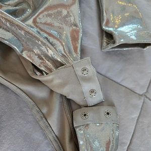 H&M metallic silver body suit