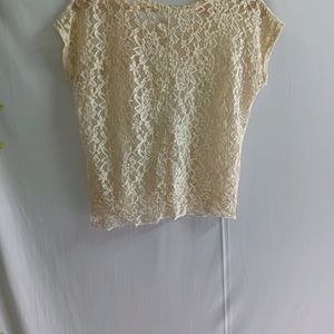 🎉50% OFF🎉Vintage Beige Evening Blouse/ Lace Top