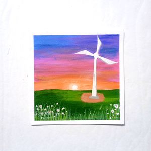 Painting Sunset Fan Grass