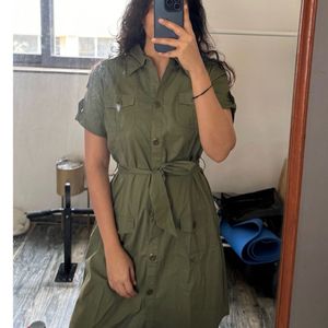 Olive Military Shirt Dress