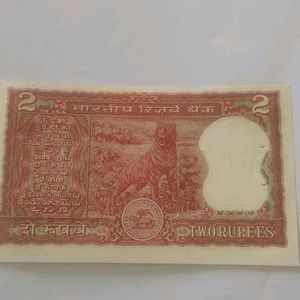 2 Rupees Tiger Note Crisp Condition