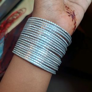 Combo Of Silver And Multicolor Metal Bangles