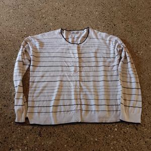 Stripe Sweater Off White/White