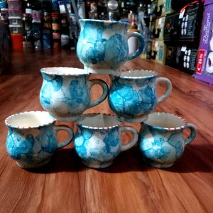 6 Pcs Tea Cups Set Ceramic