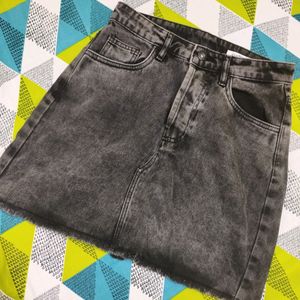 New Without Tag CharcoalGrey Mini Denim Skirt