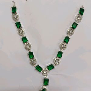 Green American Diamond Jewellery Set