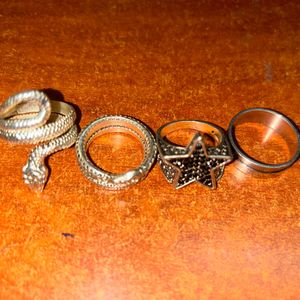 collection of 4 stainless steel rings