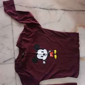 Crop Top With Mickey Mouse Print