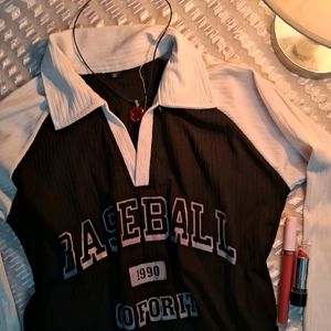 Baseball Collar Crop Top.