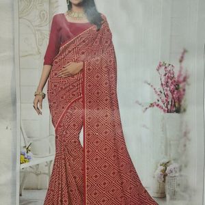 Red Chunari Saree With Blouse